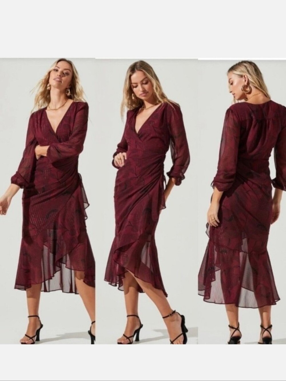 ASTR Wine Black Floral Mermaid Dress NEW